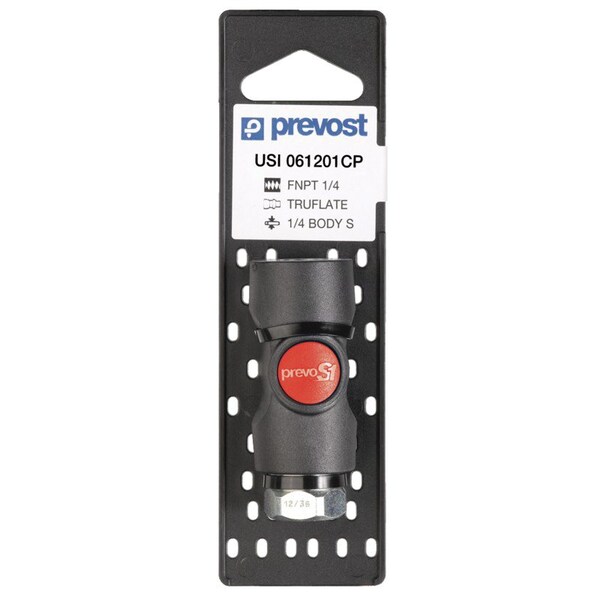 Prevost 1/4in Body x 1/4in FN Automotive prevoS1 Safety Coupling - Retail Package USI 061201CP - main
